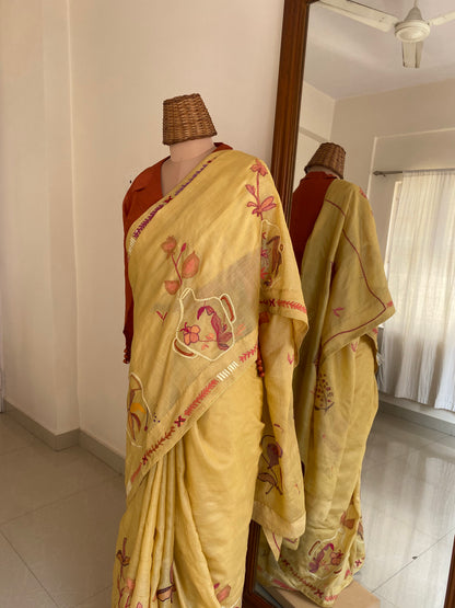 Vaso di fiori Kantha saree