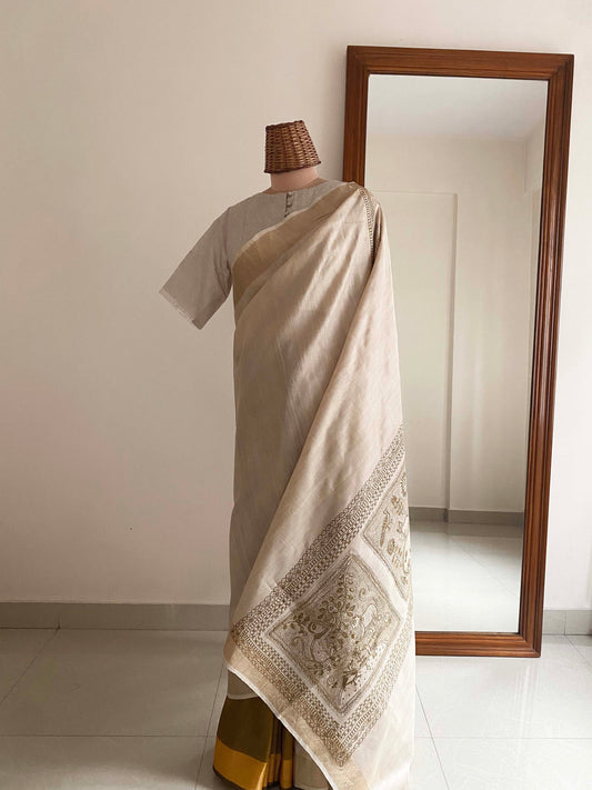 Folk saree - MUSTARD & KORA