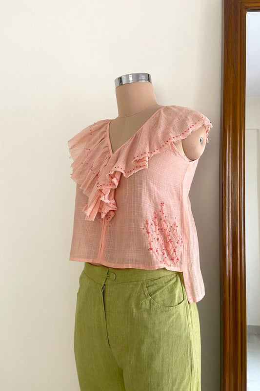 French Knot Peach Ruffle