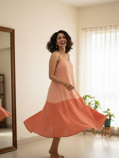 CORAL LONG SLIP DRESS